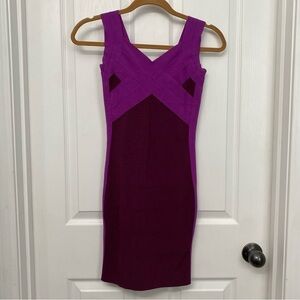 Purple Colorblock Bandage Dress | Express XS